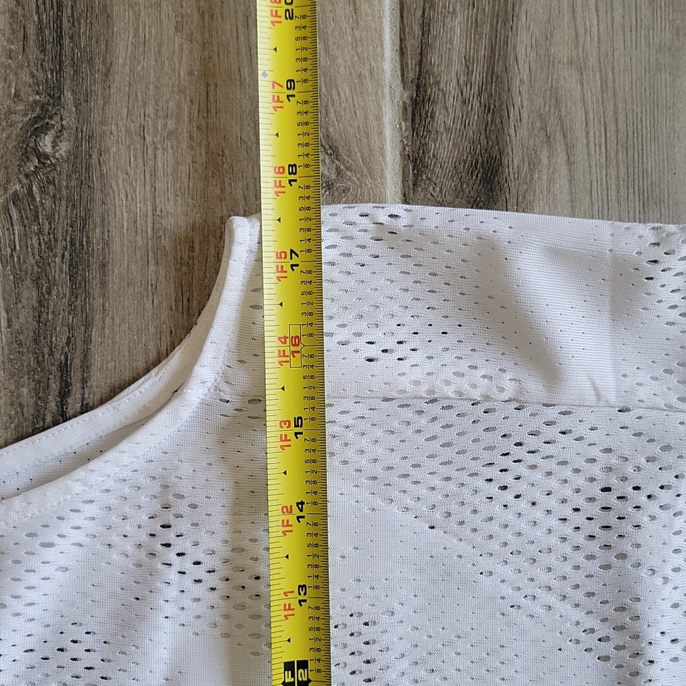 Adidas Crew neck White Black Stripes mesh tank top Size Small - Picture 9 of 9